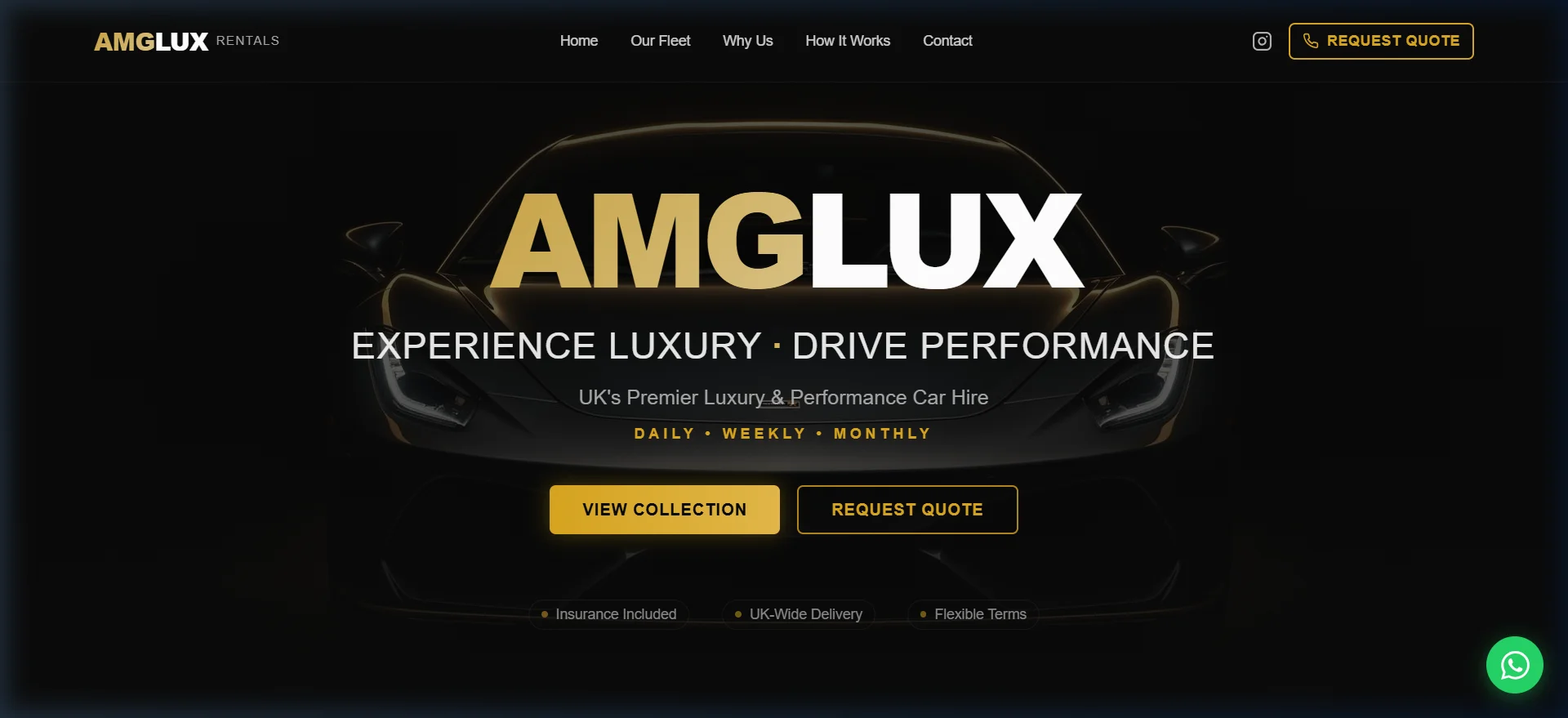 Démo interactive AMG Lux Rentals - Location Voiture de Luxe développée par TY Dev