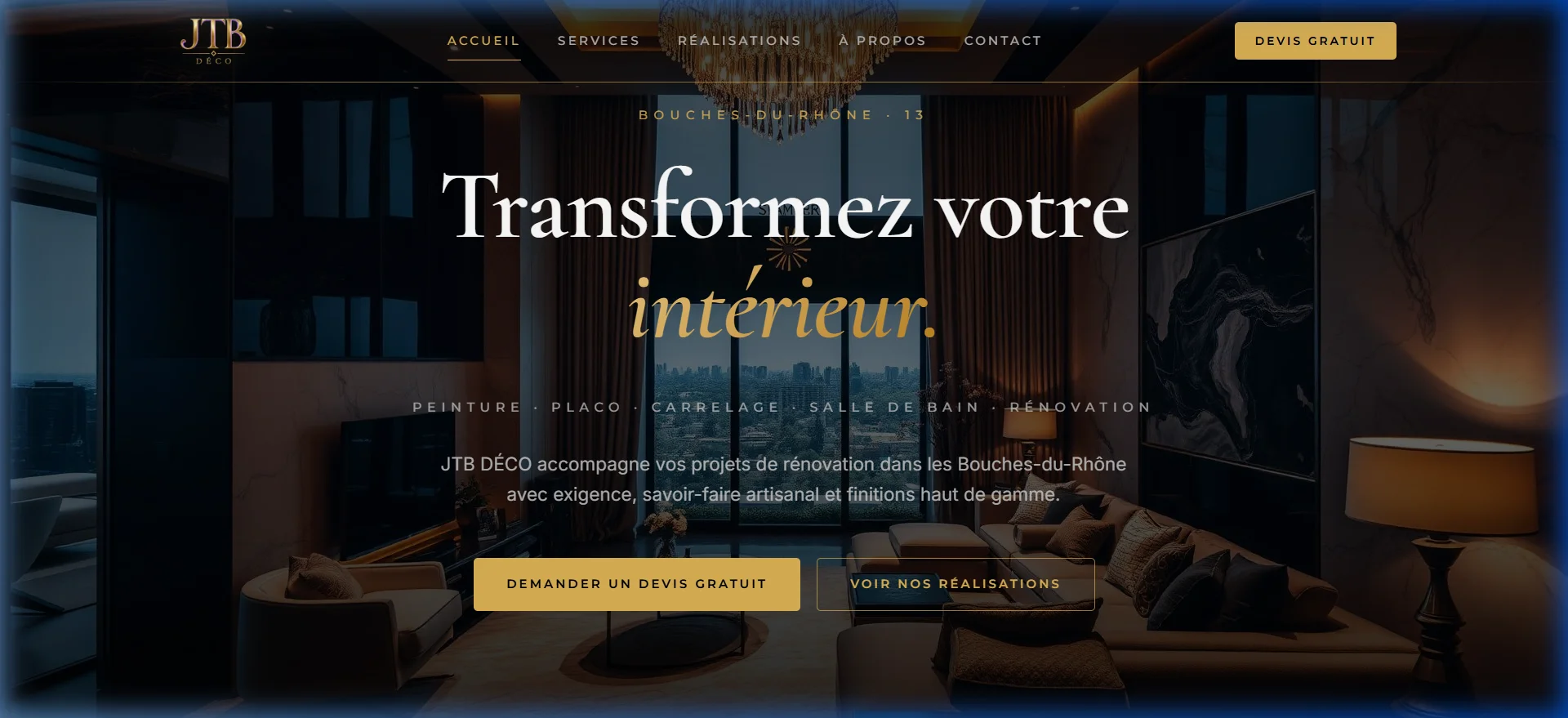 Démo interactive JTB Déco - Rénovation Intérieure & Déco développée par TY Dev